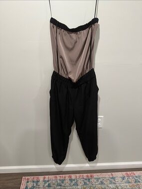 H&M Two-Tone Strapless Jumpsuit in Taupe and Black